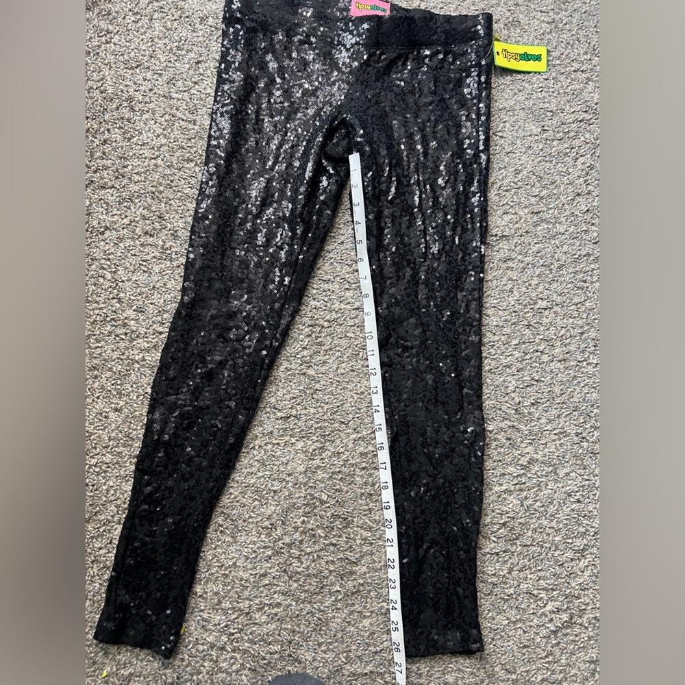 Tipsy Elves Trendy Sequin Glam Black Legging Pants - Picture 6 of 8